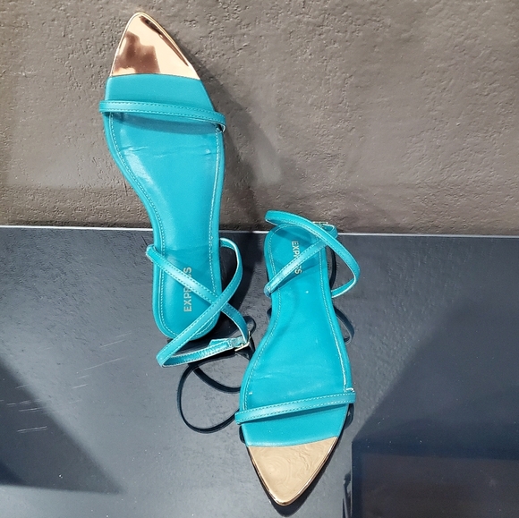Express Teal Strappy Women's Sandals - Picture 1 of 6